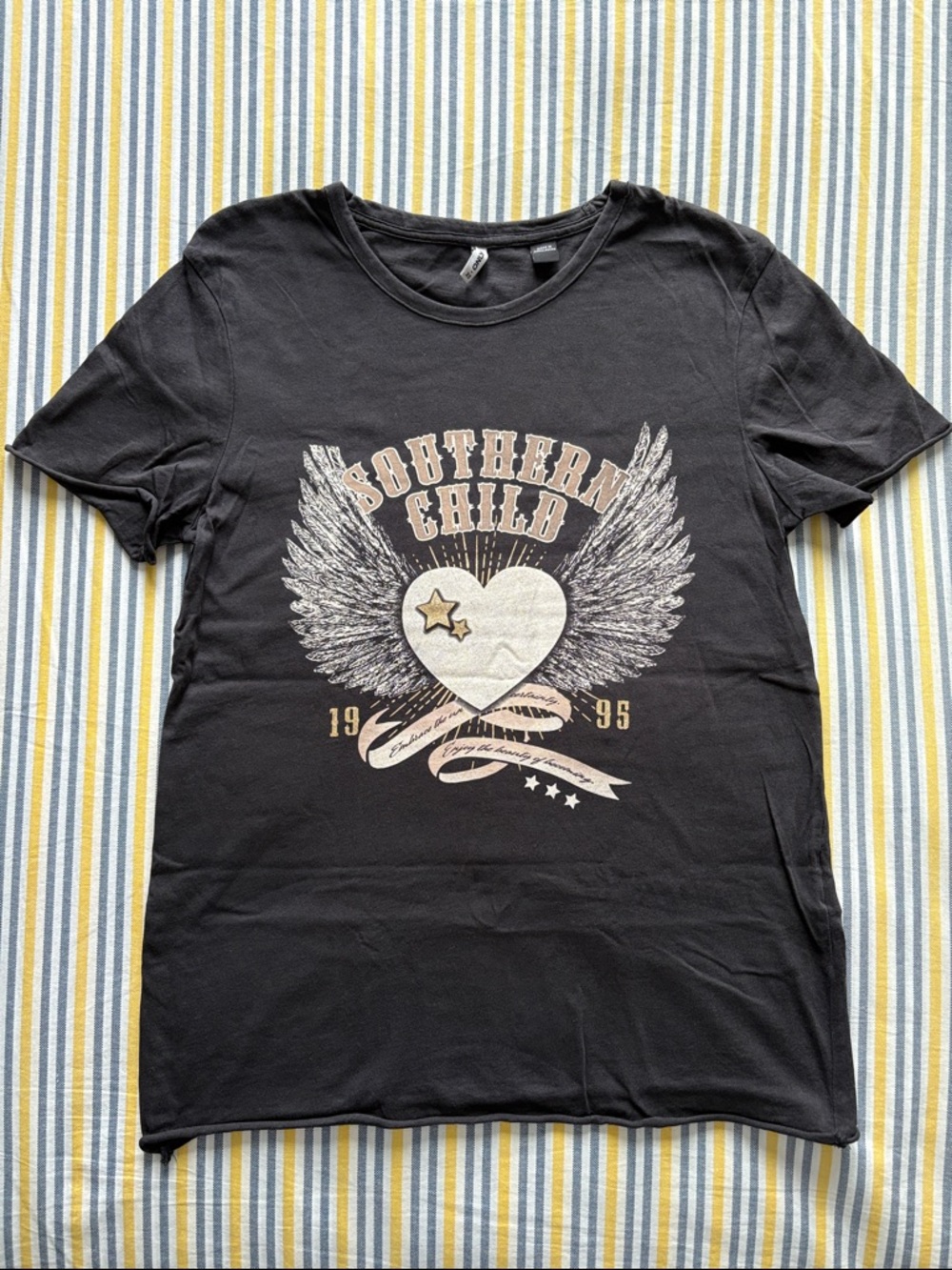 Only Black Crewneck Metallic Graphic Tee , 100% cotton